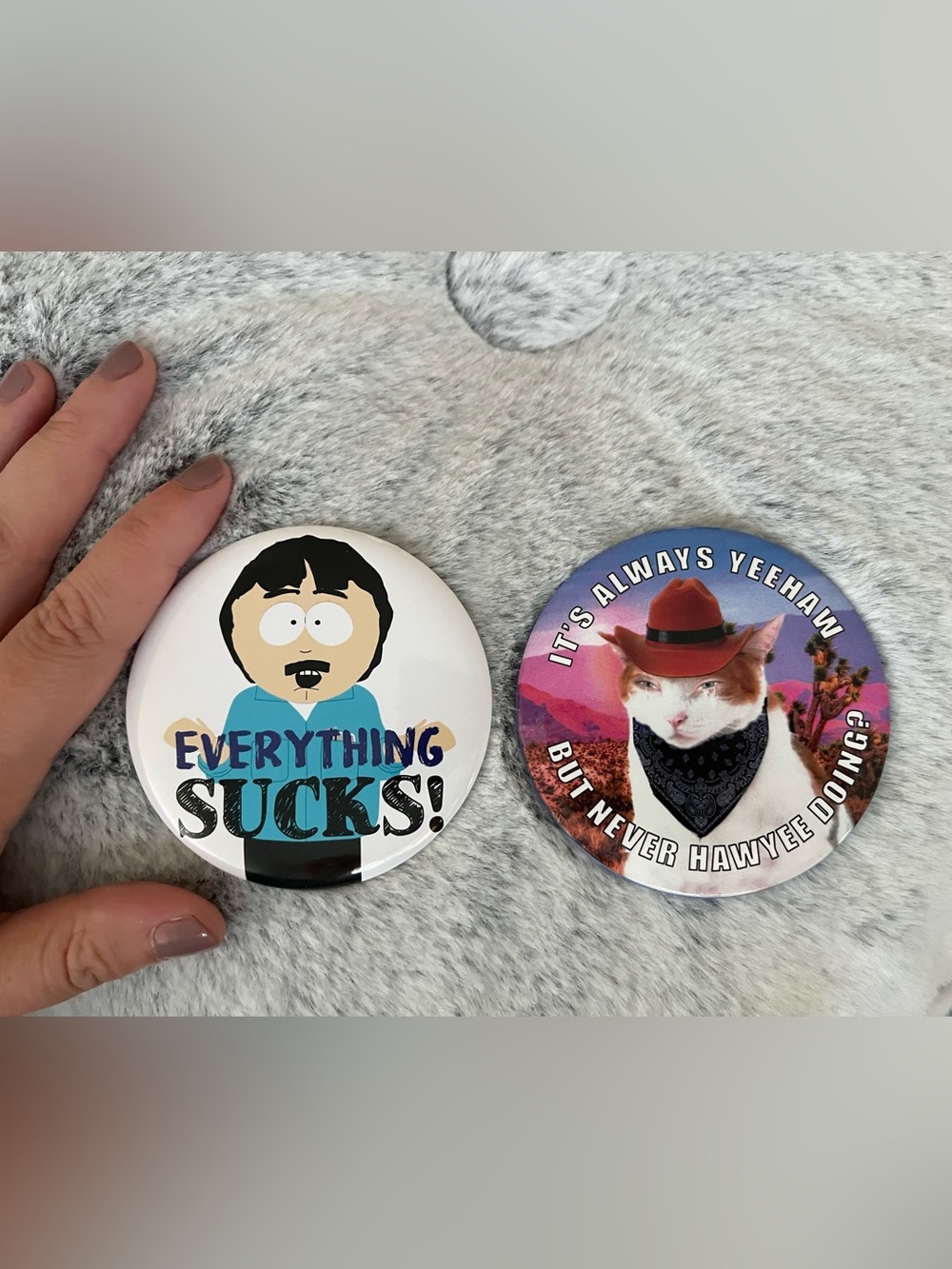 2 Novelty Pin Buttons